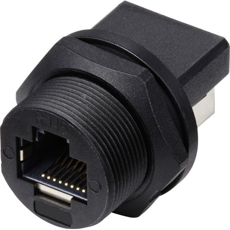 TRU COMPONENTS TC-E13T-FR6-PRF-180 RJ45-Buchse auf Buchse (180°), rückseitig montierte Buchse IP67 ( (1/4)