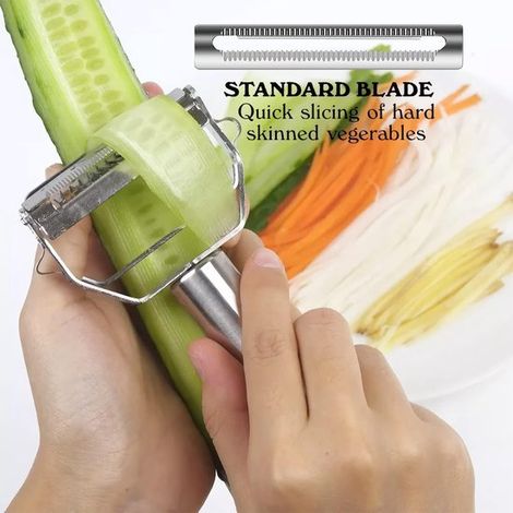 Pelador de verduras multifuncional - Acero inoxidable - Plateado (1/5)
