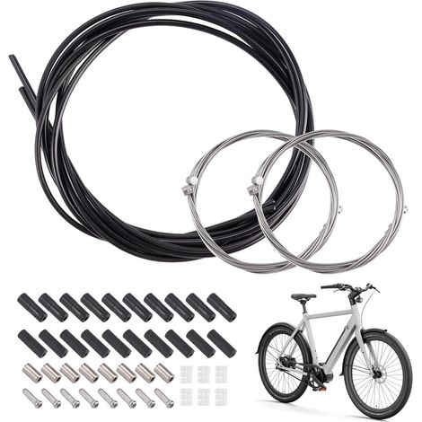 Set di cavi per freni per bicicletta, set di guaine per cavi freni per mountain bike, set di cavi per cambio universale, cavo per cambio per bicicletta, per mountain bike, bici da strada (nero) (1/5)