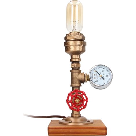 Lampe de Bureau Industrielle Rétro en Acier Souple et Pin Carbonisé pour Café - 220V EU Sans Ampoules
