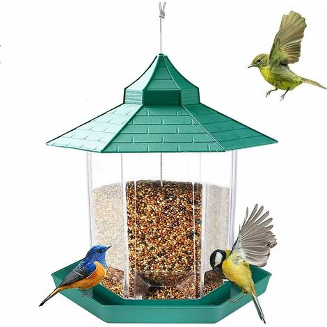 Mangeoire à oiseaux suspendue, résistante aux intempéries, parfaite pour la décoration de jardin en plein air.