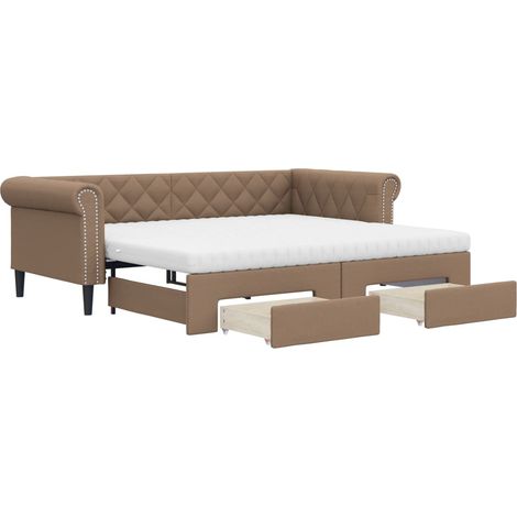 Maison Exclusive - Divano Letto Estraibile Cassetti Cappuccino 90x200cm Similpelle (1/5)