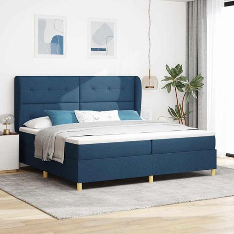 Boxspringbett mit Matratze mit Kopfteil Blau 200 x 200 cm Stoff (1/5)