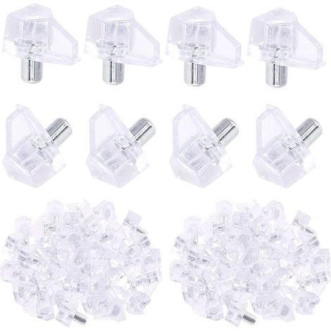 Lot de 200 broches transparentes de 5 mm en plastique transparent pour étagères, supports d'étagères et centres de divertissement (1/5)