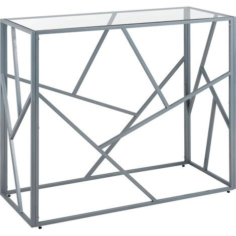 Console Table Transparent Glass Top Silver Metal Frame 100 x 40 cm Glam Modern ORLAND