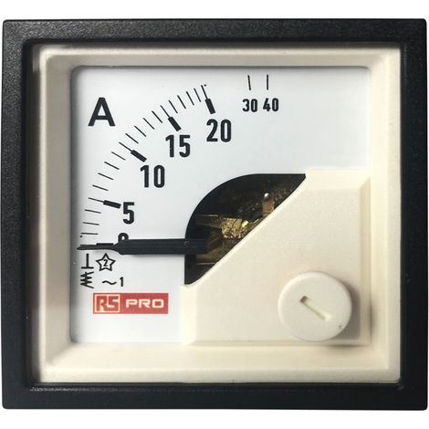 Ampèremètre analogique de panneau V c.a. RS PRO, Echelle 40 (Input)A, 48mm x 48mm ( Prix pour 1 ) (1/3)