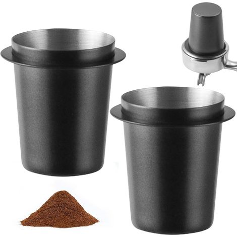 Lot de 2 gobelets doseurs 58 mm - Acier inoxydable noir - Distribution précise café moulu - Pour machines expresso et moulins - 44 x 72 mm (1/5)