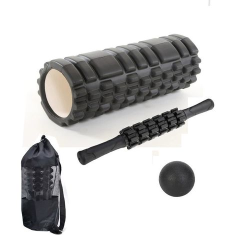 4-teiliges Yoga-Stangen-Set: Schaumstoffrolle, Massagestab zur Muskelentspannung, Yoga-Fitness