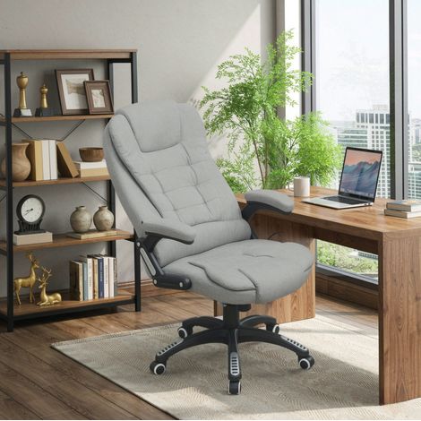 Sedia da ufficio ergonomica grigio chiaro con massaggio e riscaldamento 68x72 cm - CHICFURN (1/5)