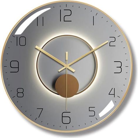 Moderne Horloge Murale Silencieuse, WOVTE Pendule Murale de 30 cm de Diamètre, Horloge Murale Ronde Numérique à Quartz,C (1/3)