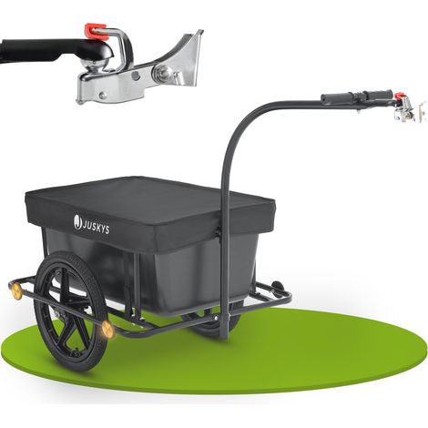 Juskys Fahrradanhänger 90 Liter - Lastenanhänger mit Kupplung & Deichsel - Anhänger für Fahrrad 40 kg Zuladung - Transportanhänger mit Plane (1/5)