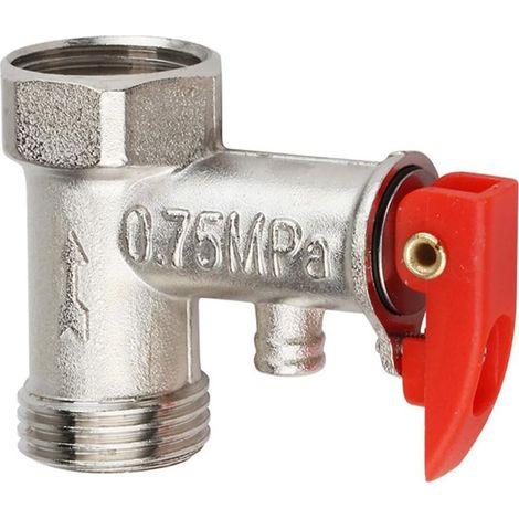 Groupe de Securite Chauffe Eau,Soupape de Décharge de Pression,Soupape de Sécurité de la Chaudière,Valve de Soulagement de Pression 0.75 MPa,Convient Aux Chauffe Eau Wlectriques Rouge (1/5)