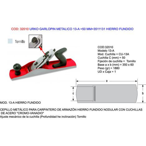 URKO GARLOPIN METALICO 13-A =50 MM=3511131 HIERRO FUNDIDO