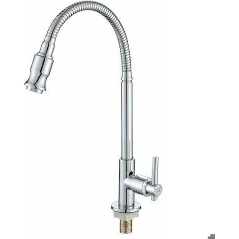 Robinet de cuisine extérieur pivotant à 360°, monotrou, eau froide, levier unique, buanderie, simple