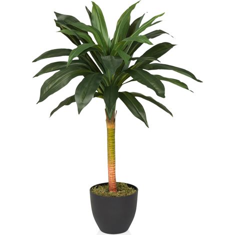 Kunstpflanze / Kunstbaum DRACAENA I 85 cm Palme Kunststoff grün hjh OFFICE (1/5)