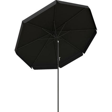 Outsunny 2.7m Patio Parasol Garden Umbrellas Outdoor Sun Shade Table Umbrella with Tilt, Crank, 8 Ribs, Ruffles, Black