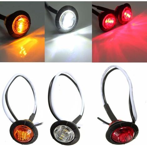 piezas - 3 luces LED redondas pequeñas laterales para camión, remolque, camioneta, RV, luces traseras DOT, 3/4 de pulgada (1/3)