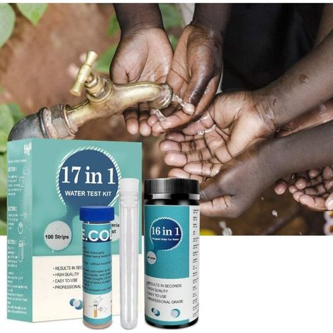 16-in-1 Trinkwasser-Testset, Trinkwasser-Teststreifen, Wassertest-Set für die Wasserqualitätsprüfung zu Hause, Schneller und einfacher Test – 100 Stück (1/4)