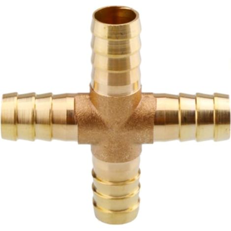Raccord cannelé en laiton, raccord union à 4 voies 12 mm (1/4)