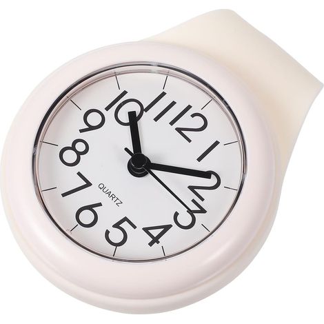 Horloge Murale Ventouse en Plastique Blanc pour Salle de Bain Silencieuse Étanche et Facile à Suspendre Usage Quotidien (1/5)