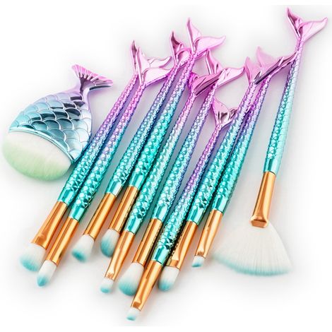 Kit 11 pinceaux maquillage : fond de teint, fard à paupières, eye-liner, poudre, estompe - lot professionnel. (1/5)