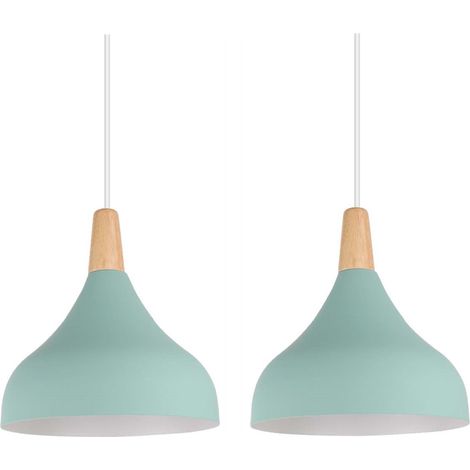 2 Piezas Lámpara Colgante Vintage Lámpara de Techo Interior Luz Colgante Metal para Cocina Dormitorio Verde