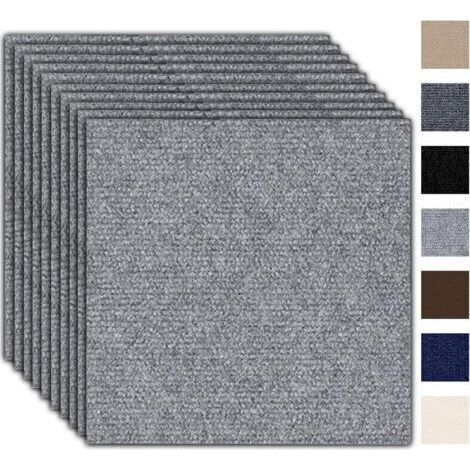 Packung mit 10 selbstklebenden Teppichfliesen 30 x 30 cm – Teppichrücken, Klebstoffe und Teppiche, strapazierfähiger Bodenbelag für Zuhause, Büro und Geschäfte, hellgrau (1/5)