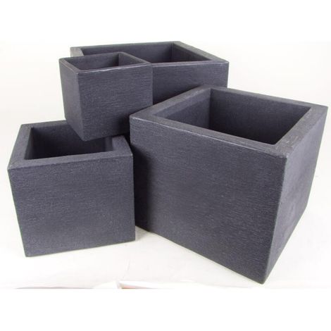 4er Set Pflanzkübel "Kubus" Übertöpfe Blumentopf 50cm Kunststoff (1/5)