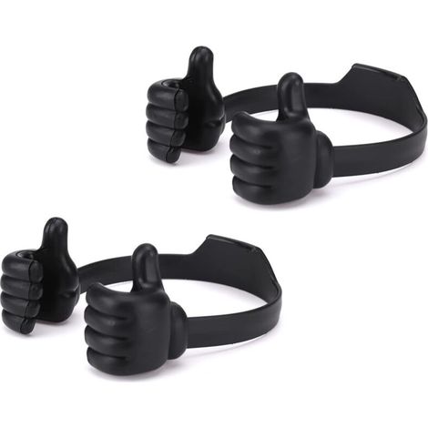 Lot de 2 supports de téléphone en plastique noir, support de bureau stable avec emballage