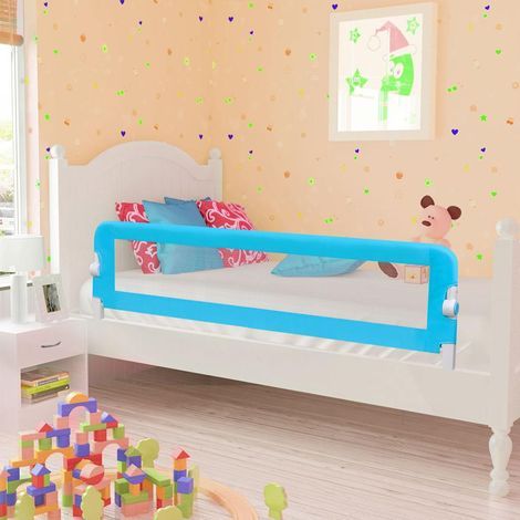 Barrière de lit pour enfant, bleue, 120 x 42 cm, polyester (1/5)