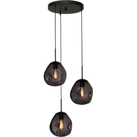 Lampe suspendue Lava 3x verre à fumée Ø 24cm - 2762-05-35-3-05-61