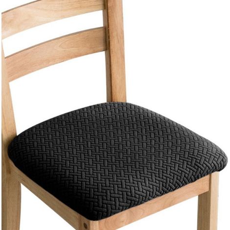Housse De Chaise - Jacquard Extensible - Pour Chaise De Salle À Manger - Noir - Lot De 1