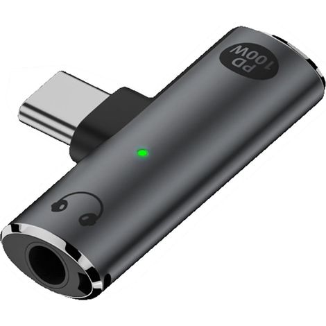 1 Adaptateur USB-C Charge 100 W Prise Audio 3,5 mm Aluminium Smartphone Tablette (1/5)