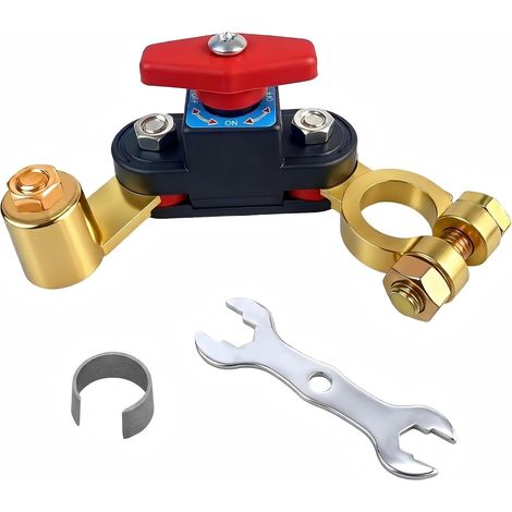 Disyuntor de batería de automóvil, interruptor de apagado de batería giratorio ajustable, disyuntor de cobre puro engrosado de 12 V-24 V para automóviles, vehículos recreativos, barcos (1/5)