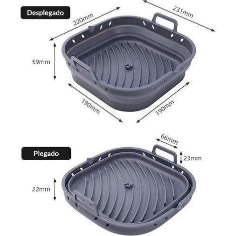 FOLAYA 22Cm Moule Silicone Friteuse À Air Premium-2Pcs Moule Silicone Carré Xxl Accessoires Friteuse À Air Pour Friteuse À Air Cos (1/4)