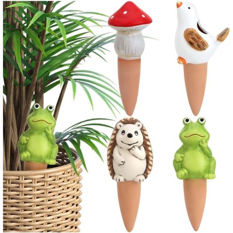 4x Arroseur Automatique, Cône Argile, 15,5cm, Terre Cuite, Motifs Animaux, Plantes Intérieur (1/5)