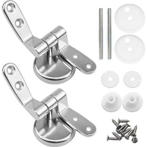 Toilet Seat Hinge Fasteners, 2 Pack Replacement Toilet Seat Hinges with Alloy Fasteners (1/4)
