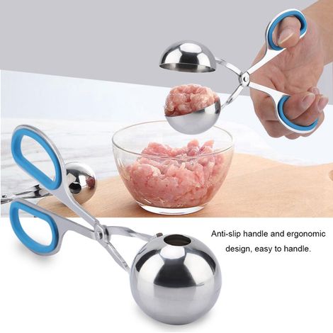 Moule à boulettes de viande en acier inoxydable 304, outil de préparation des boulettes, poignée antidérapante, grand moule à boulettes. (1/5)