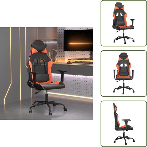 The Living Store Gaming-Stuhl Schwarz und Orange Kunstleder - Gamingstuhl Kunstleder