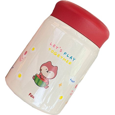 Gobelet isotherme de 320 ml en acier inoxydable avec couvercle, idéal pour les activités de plein air. Motif renard. Bouteille portable. (1/5)
