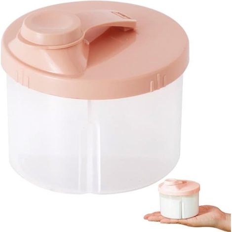 Boîte de rangement pour lait infantile, portable et rotative, à quatre compartiments, rose (1/5)
