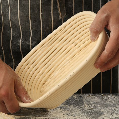 Bol en rotin fermenté pain de campagne panier à pain elliptique panier de fruits panier de rangement rotin tricoté à la main (1/4)