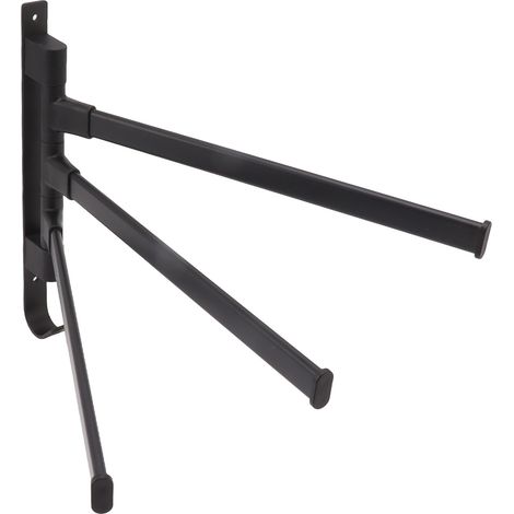 Schwarzer, schwenkbarer Handtuchhalter, Wandmontage, Eckmontage, Badezimmer, 3-armig (1/5)