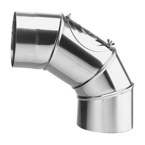 Buderus Abgasrohrbogen V4A d110x0,6mm, 4 Segmente, Werkstoff 1.4404, 0-90 Grad drehbar, mit Tür