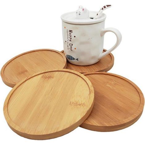Dessous De Verre Mosaïque Bambou - À Monter Soi-Même - Rond - Pour Décoration Intérieure - Lot De 4 (1/5)