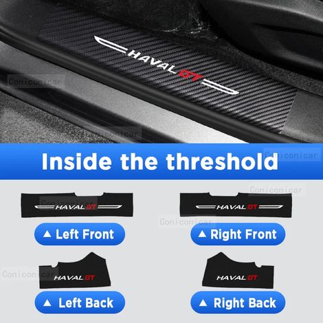 (Lot de 4) Protection de hayon,seuil de porte,pédale,accessoires en fibre de carbone,style cuir PU,autocollant pour voiture HAVAL H6 GT 2022-2024 (1/3)