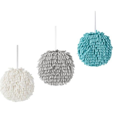 3 Chenille Hand Towels in Ball Shape for Bathroom Absorbent (1/5)