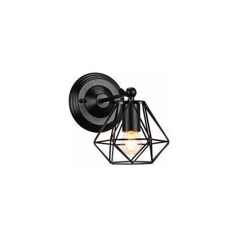 EASYCOMFORT Applique Murale Industrielle Vintage en Forme de Cage Diamant - Luminaire Métal pour Salon, Chambre, Salle à Manger (Sans Ampoule) (1/4)