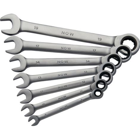 [NEUWERTIG] B-Ware Now Knarrenringmaulschlüsselsatz Set Ringschlüssel Sw 8 19mm Gerade 7tlg Box
