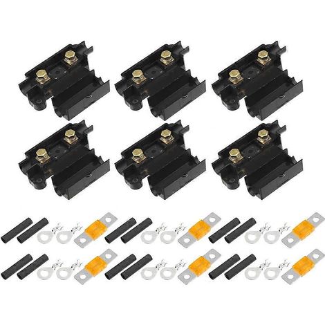 Kit de porte-fusible compatible avec le système à double batterie ANS, comprenant un porte-fusible, des bornes tubulaires et un tube thermorétractable prédécoupé, 6 jeux (40A). (1/5)